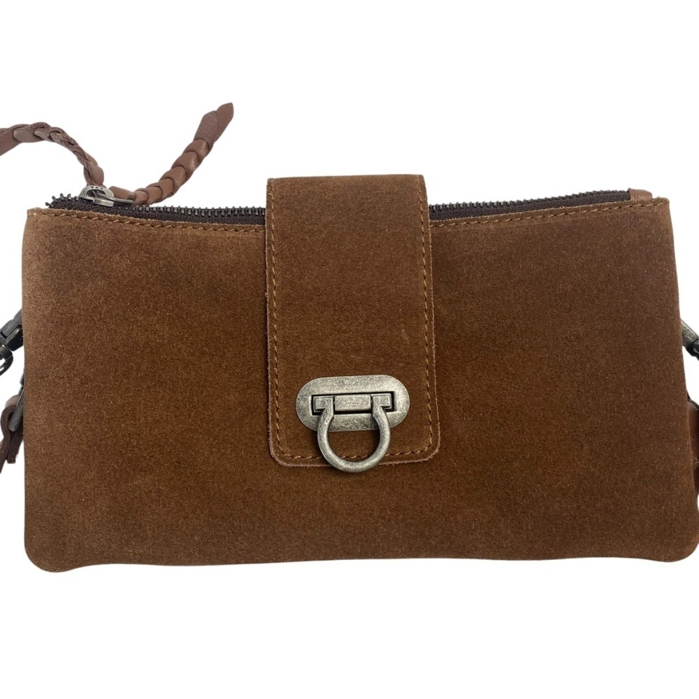 HARBOUR 2nd brown Suede Leather Crossbody Shoulder bag Double Strap Baguette - Picture 3 of 12